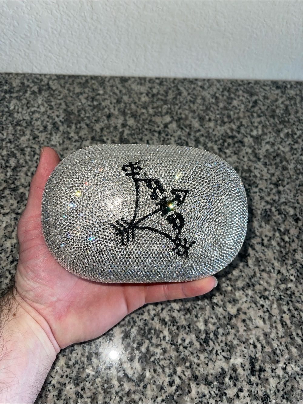 Crystal Embellished Silver Evening Clutch